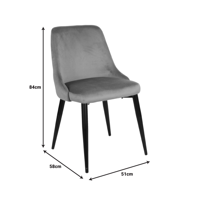 Καρέκλα Zedna pakoworld μπεζ βελούδο με μαύρα μεταλλικά πόδια 51x58x84εκ 7