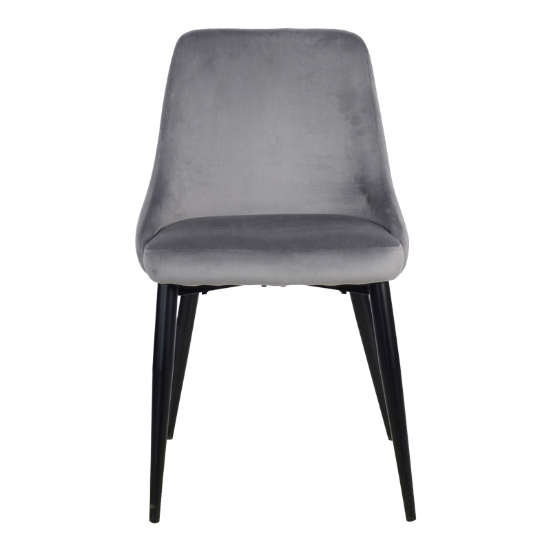 Καρέκλα Zedna pakoworld γκρι βελούδο με μαύρα μεταλλικά πόδια 51x58x84εκ 4
