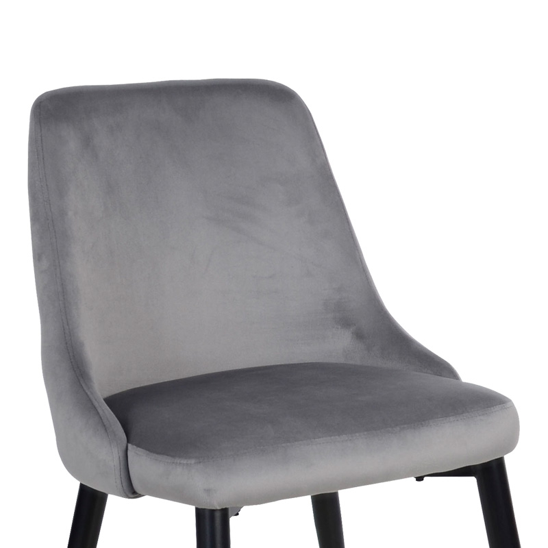 Καρέκλα Zedna pakoworld γκρι βελούδο με μαύρα μεταλλικά πόδια 51x58x84εκ 5
