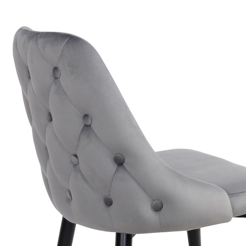 Καρέκλα Zedna pakoworld γκρι βελούδο με μαύρα μεταλλικά πόδια 51x58x84εκ 6