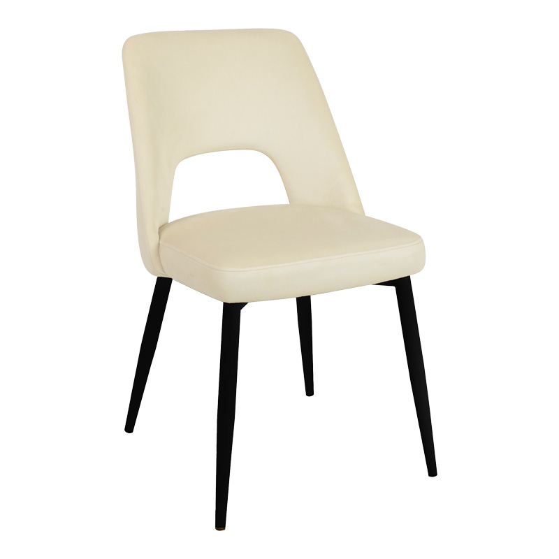 Καρέκλα Murde pakoworld μπεζ βελούδο και μεταλλικά πόδια σε μαύρη απόχρωση 48.5x61x89εκ 1