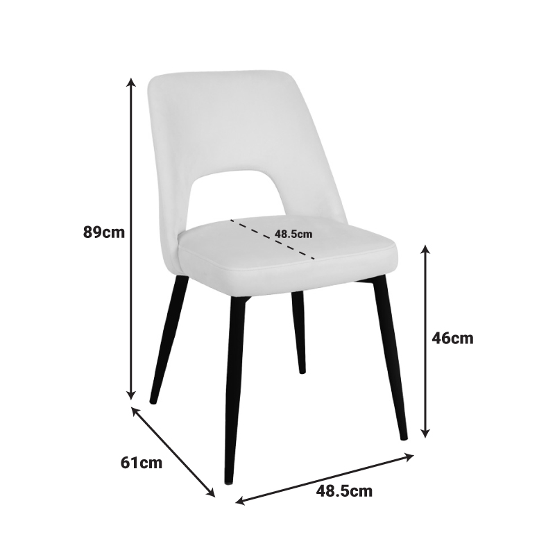 Καρέκλα Murde pakoworld μπεζ βελούδο και μεταλλικά πόδια σε μαύρη απόχρωση 48.5x61x89εκ 8