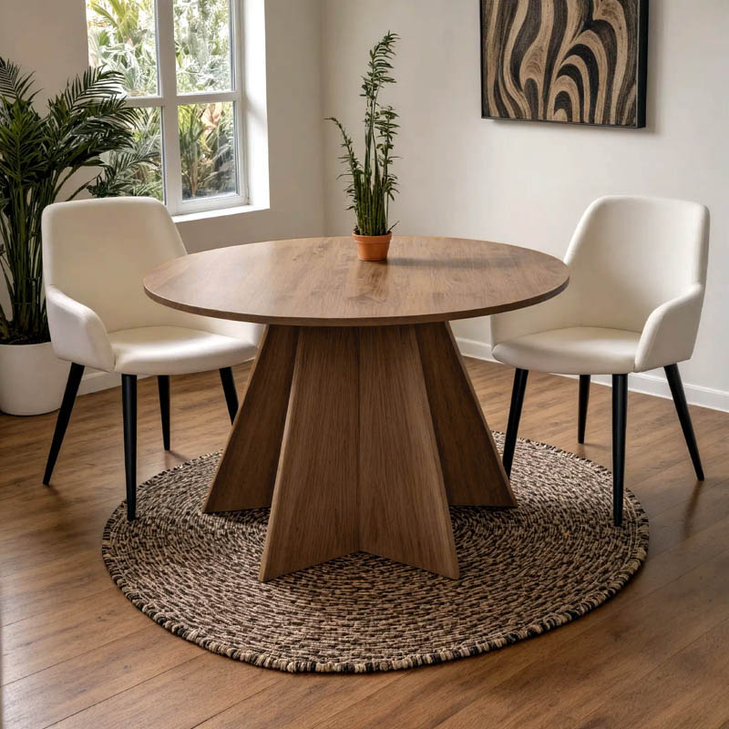 Τραπέζι Bibble pakoworld mdf σε καρυδί απόχρωση Φ120x76εκ 1