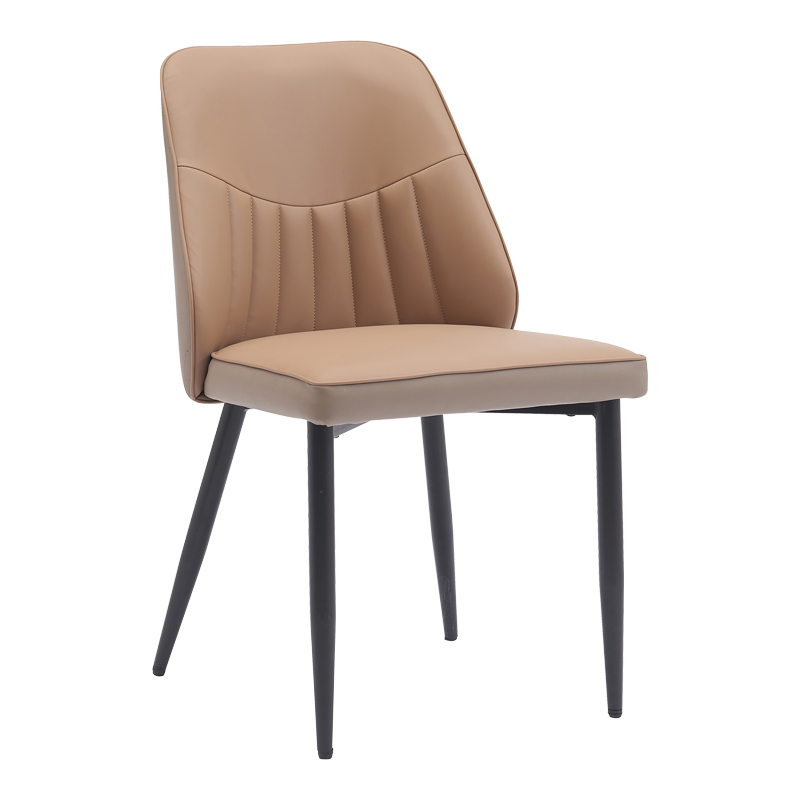 Καρέκλα Onyer pakoworld καφέ-γκρι pu με πόδι μαύρο μέταλλο 48x60x83εκ 1