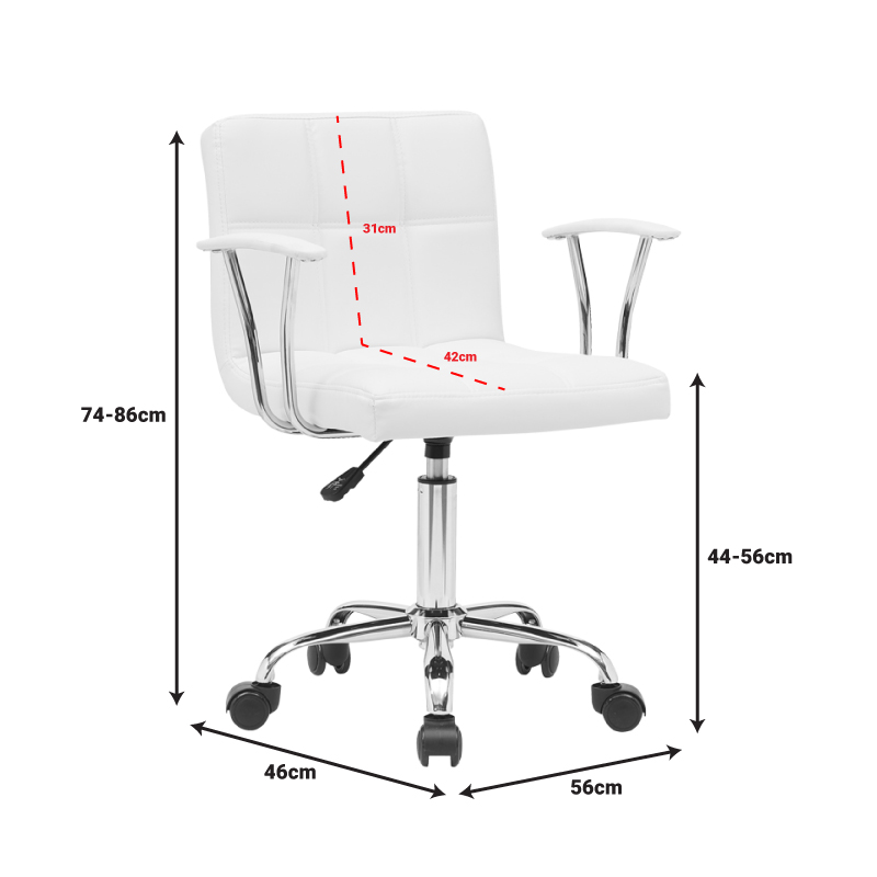 Καρέκλα γραφείου Buleco pakoworld pu σε λευκή απόχρωση 56x46x74-86εκ 8