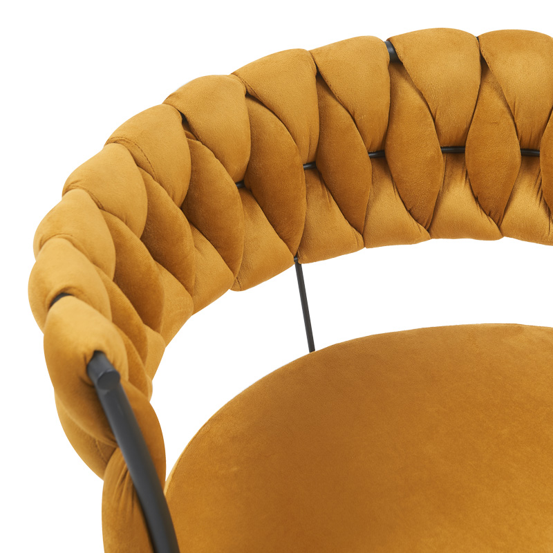 Πολυθρόνα Alkia pakoworld σε κίτρινο βελούδο με μαύρο πόδι μέταλλο 60x57x68εκ 6