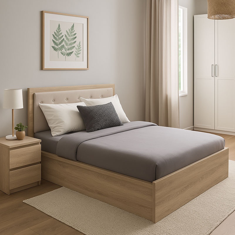 Κρεβάτι διπλό Vita Plus pakoworld σε sonoma απόχρωση 160x200εκ 2