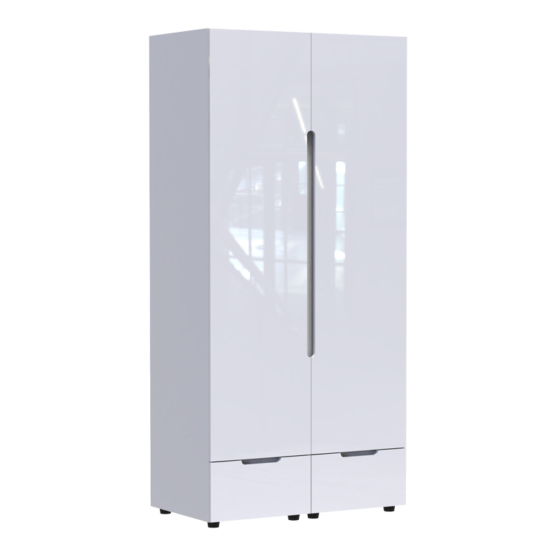 Ντουλάπα δίφυλλη Afina pakoworld mdf σε λευκή glossy απόχρωση 100x57x213εκ 1