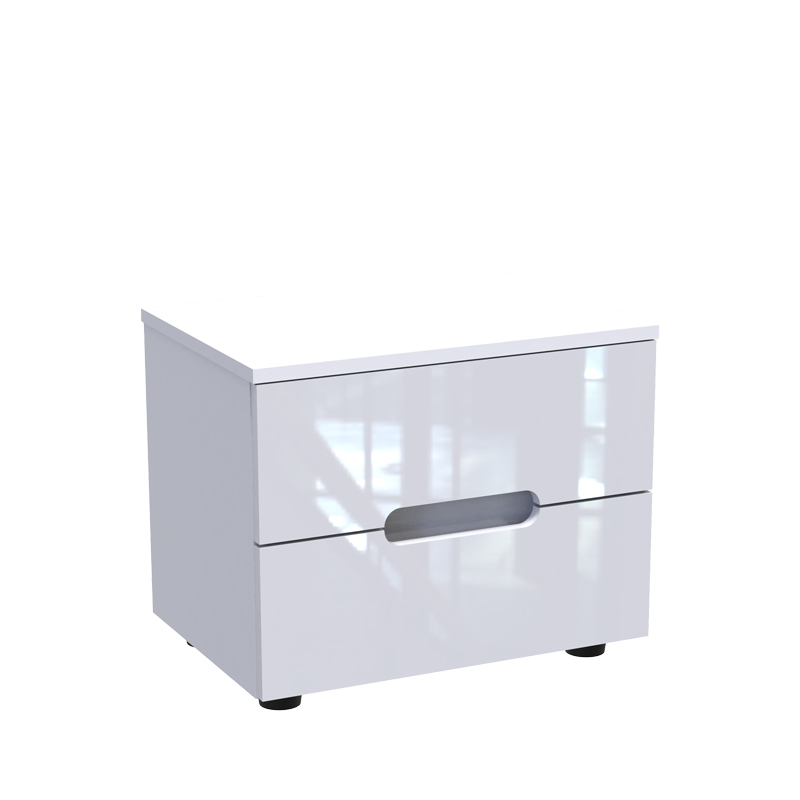 Κομοδίνο Afina pakoworld mdf σε λευκή glossy απόχρωση 50x35x41εκ 1