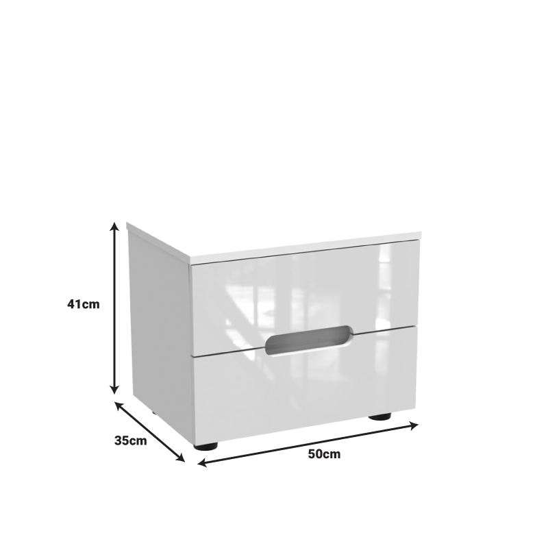 Κομοδίνο Afina pakoworld mdf σε λευκή glossy απόχρωση 50x35x41εκ 3