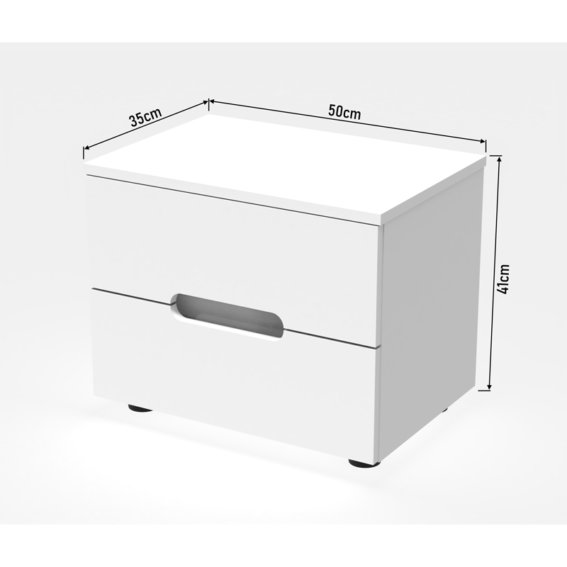 Κομοδίνο Afina pakoworld mdf σε λευκή glossy απόχρωση 50x35x41εκ 6
