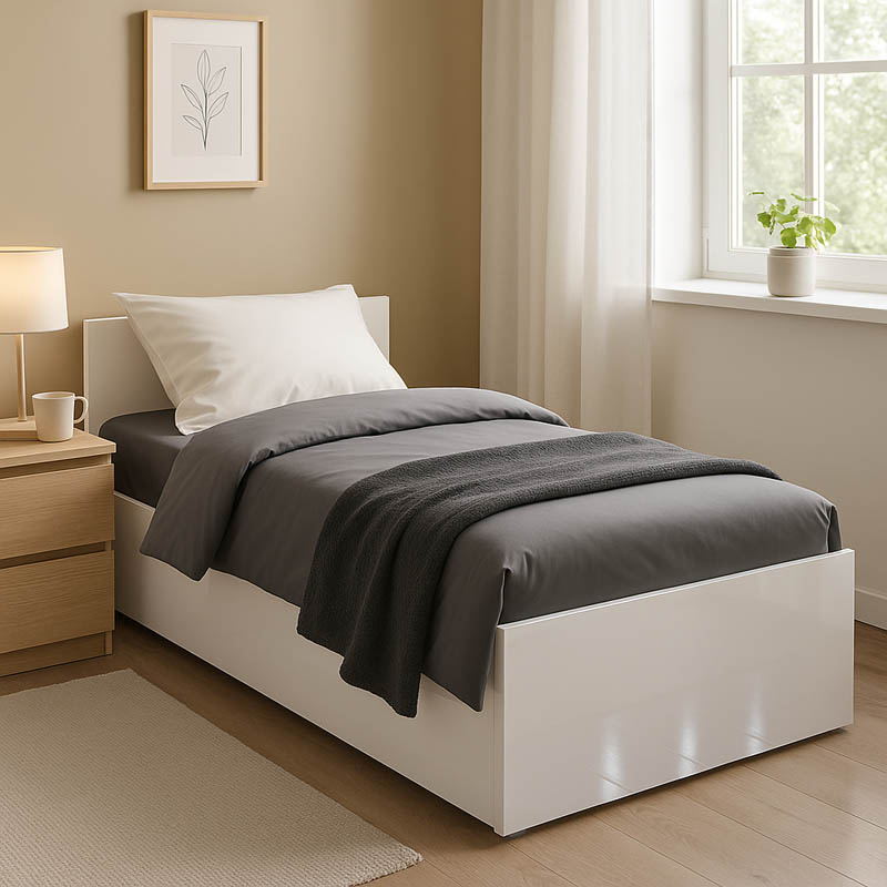 Κρεβάτι μονό Afina pakoworld σε λευκή glossy απόχρωση 90x200εκ 1