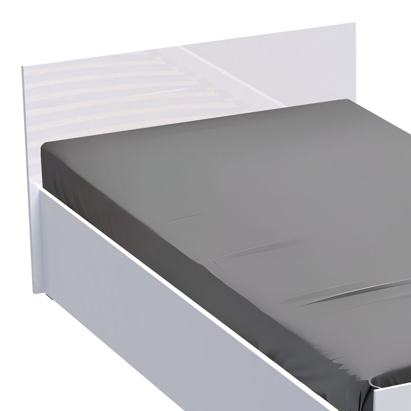 Κρεβάτι μονό Afina pakoworld σε λευκή glossy απόχρωση 90x200εκ 3