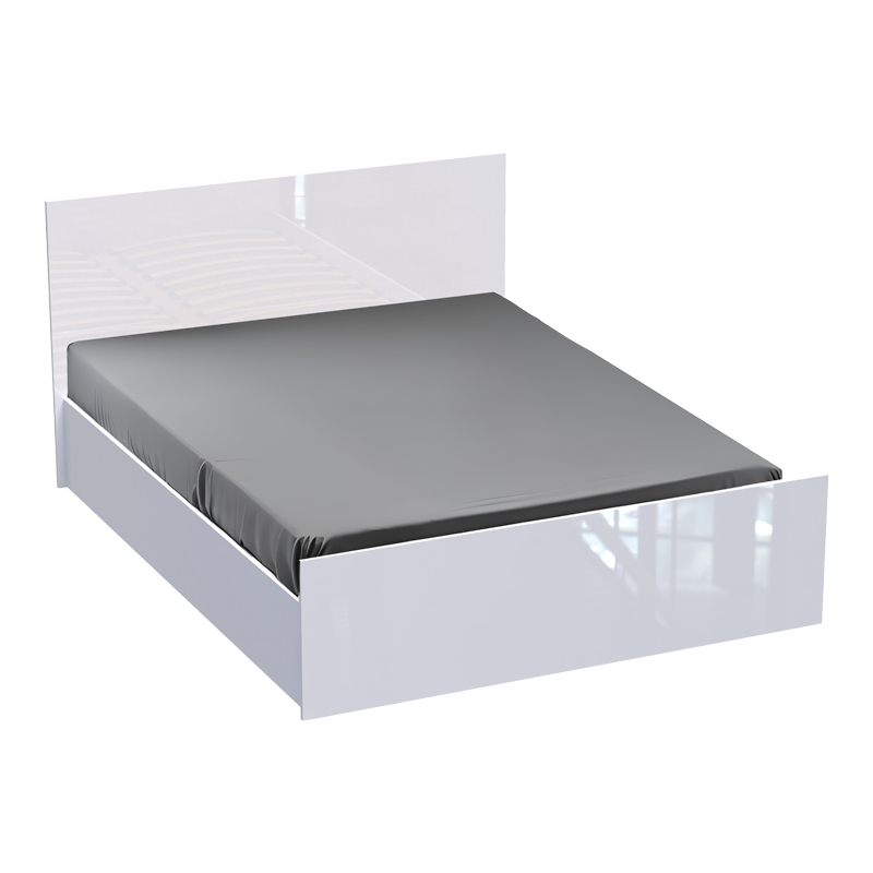 Κρεβάτι διπλό Afina pakoworld σε λευκή glossy απόχρωση 160x200εκ 1