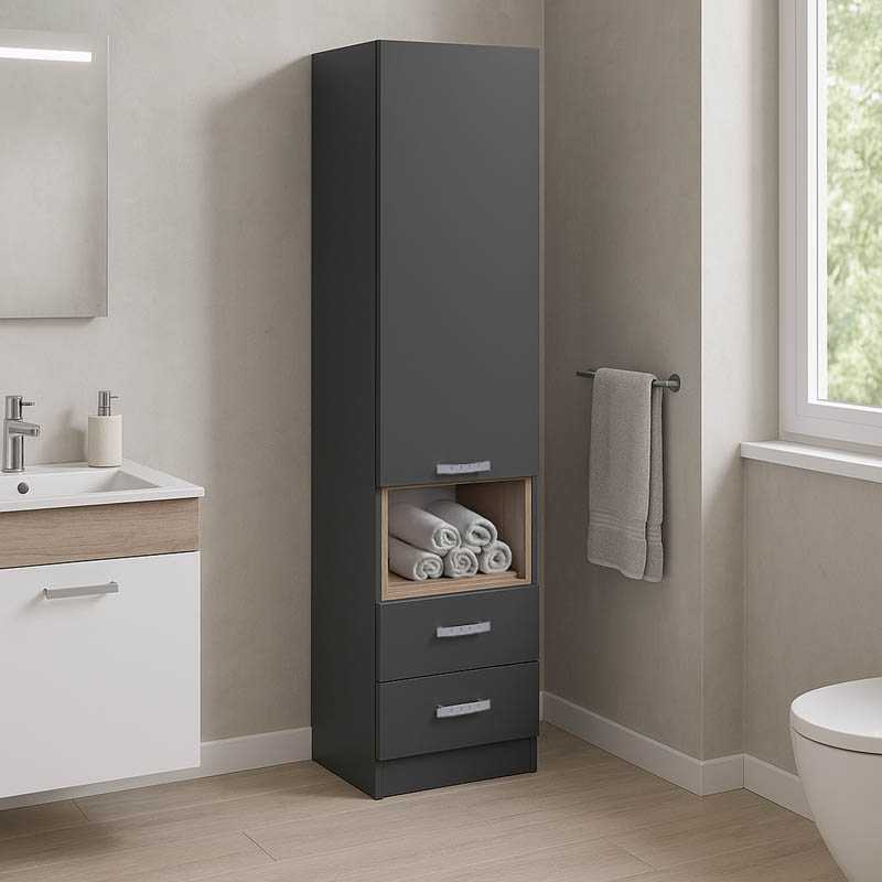 Βιτρίνα-στήλη Toscana pakoworld σε ανθρακί απόχρωση 50x42x222.5εκ 1