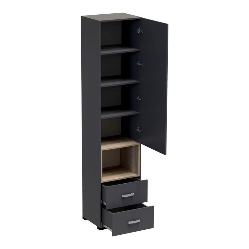 Βιτρίνα-στήλη Toscana pakoworld σε ανθρακί απόχρωση 50x42x222.5εκ 4