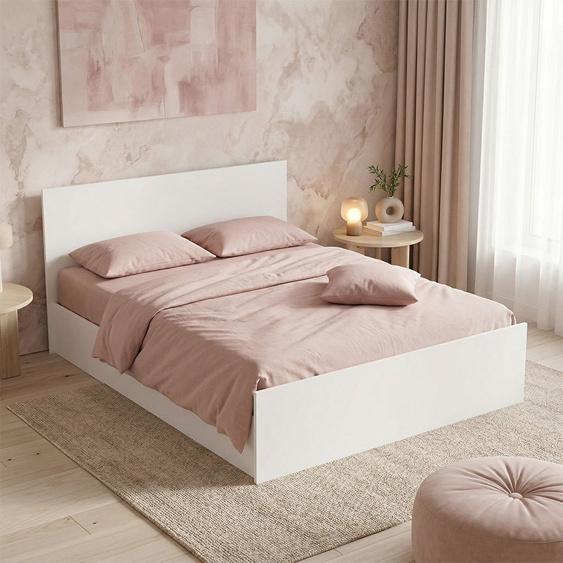 Κρεβάτι διπλό Toscana pakoworld σε λευκή απόχρωση 160x200εκ 1