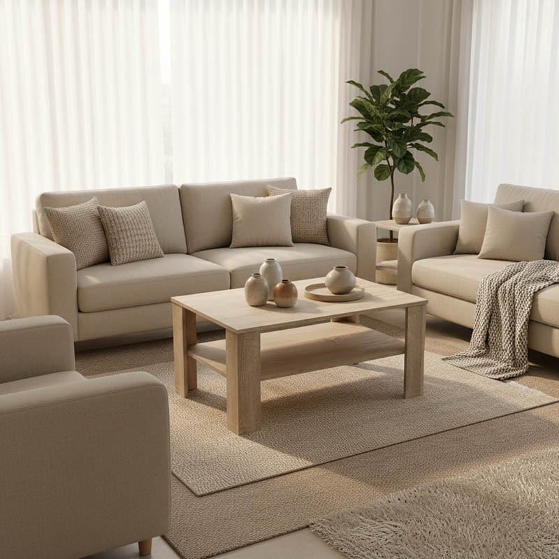 Τραπέζι σαλονιού Κhofi pakoworld σε sonoma απόχρωση 90x60x42.3εκ 1