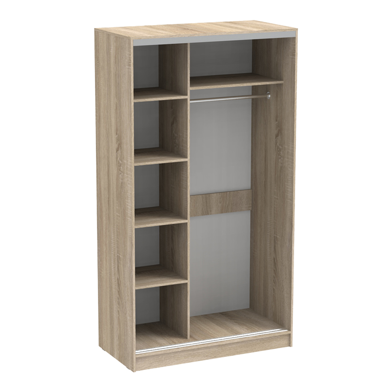 Ντουλάπα δίφυλλη συρόμενη με καθρέφτη Korredor pakoworld σε sonoma απόχρωση 120x60x220εκ 2