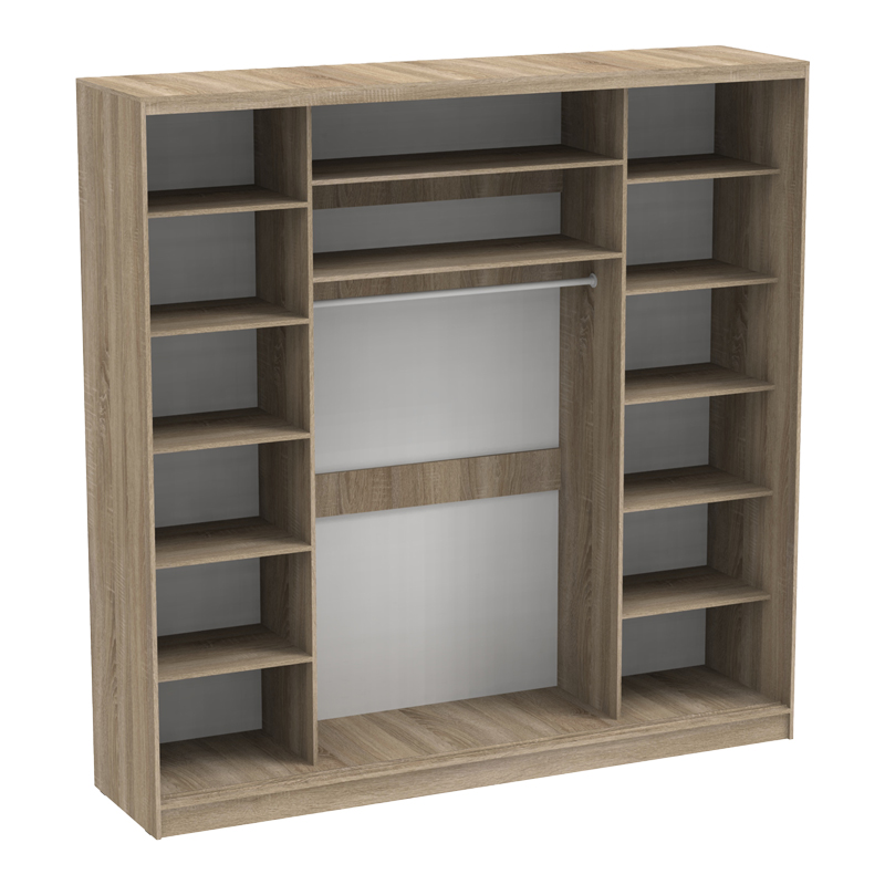 Ντουλάπα τριφυλλη συρόμενη με καθρέφτη Aparador I pakoworld σε sonoma απόχρωση 240x60x240εκ 2