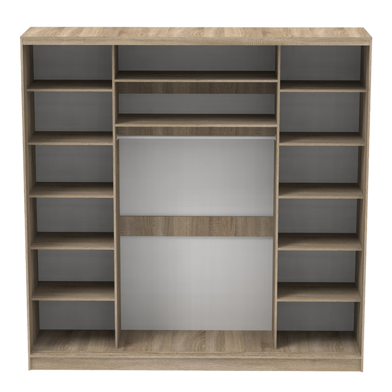 Ντουλάπα τριφυλλη συρόμενη με καθρέφτη Aparador I pakoworld σε sonoma απόχρωση 240x60x240εκ 4