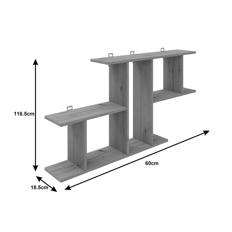 Ραφιέρα τοίχου Vertoura pakoworld σε ανθρακί απόχρωση 116x18.5x60cm 4