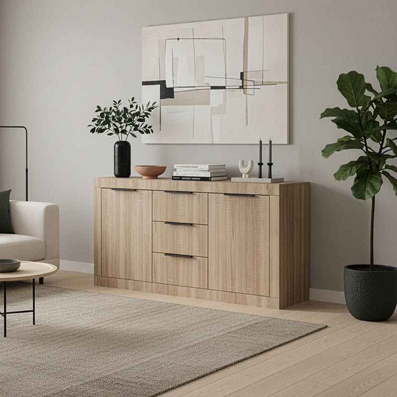 Μπουφές Doha pakoworld σε sonoma απόχρωση 150x45x80.5εκ 2