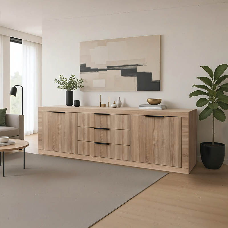 Μπουφές Doha pakoworld σε sonoma απόχρωση 210x45x80.5εκ 1