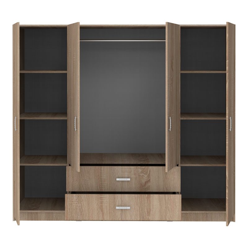 Ντουλάπα τετράφυλλη Royal pakoworld με συρτάρια sonoma 200x58x177εκ 4