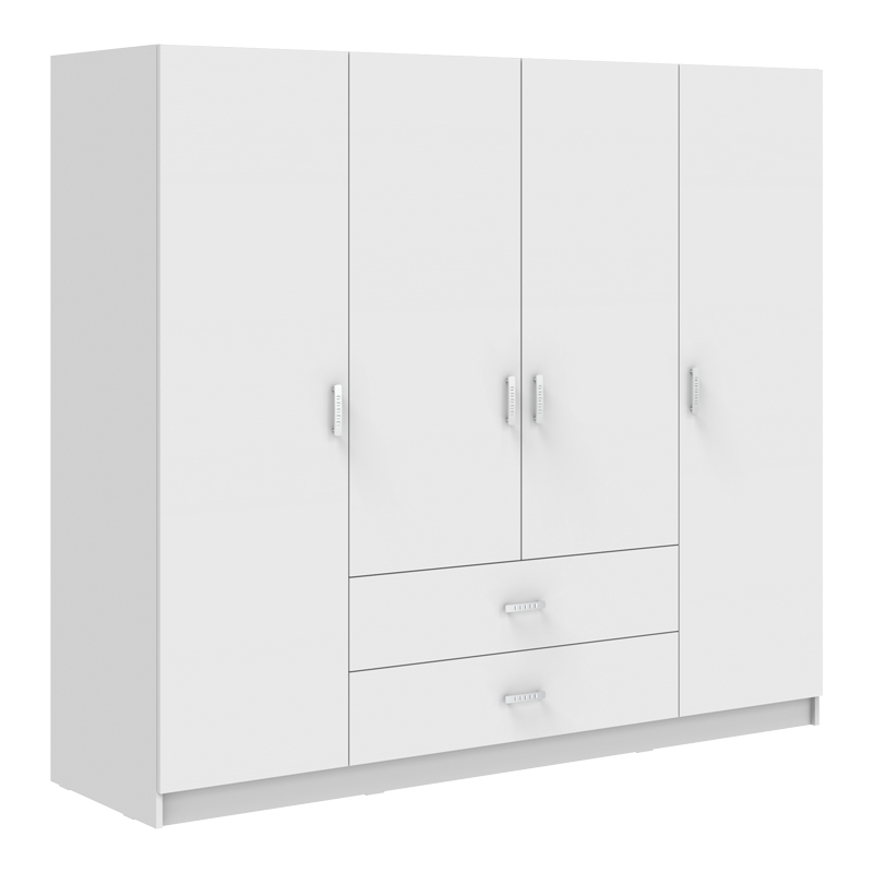 Ντουλάπα τετράφυλλη Royal pakoworld με συρτάρια λευκό 200x58x177εκ 1