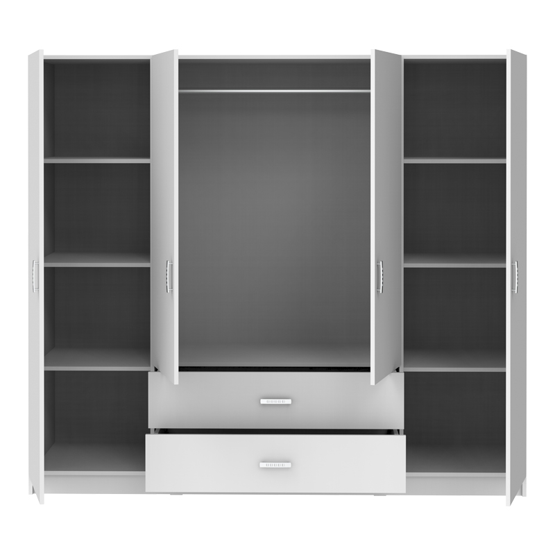 Ντουλάπα τετράφυλλη Royal pakoworld με συρτάρια λευκό 200x58x177εκ 4