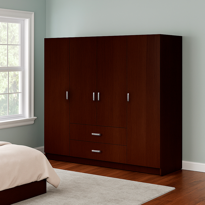 Ντουλάπα τετράφυλλη Royal pakoworld με συρτάρια wenge 200x58x177εκ 3