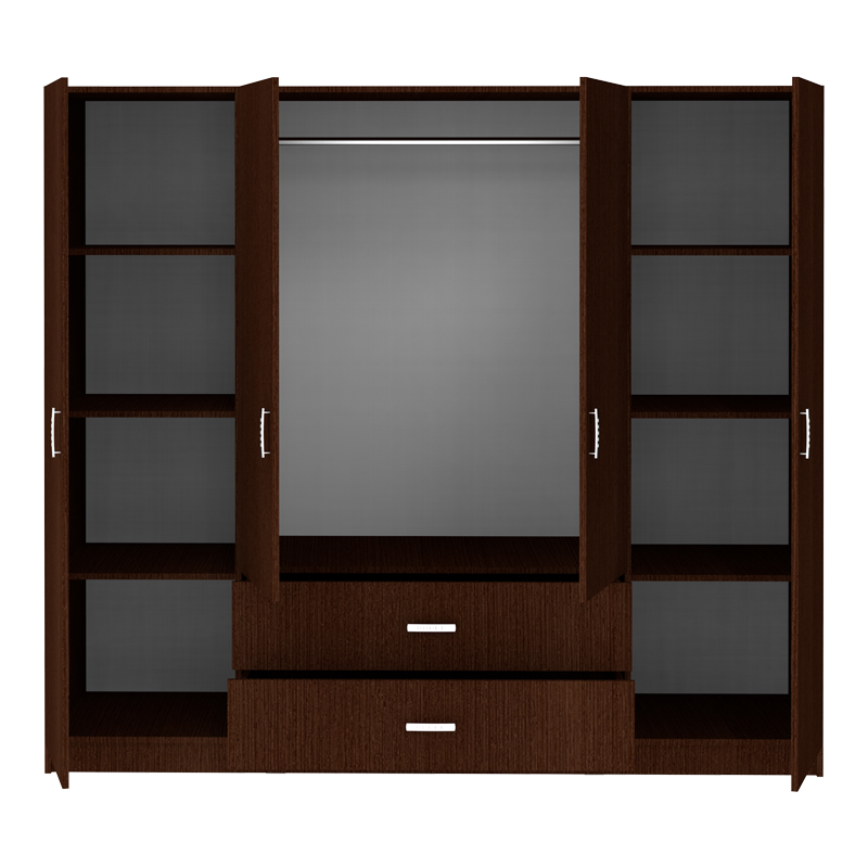 Ντουλάπα τετράφυλλη Royal pakoworld με συρτάρια wenge 200x58x177εκ 4