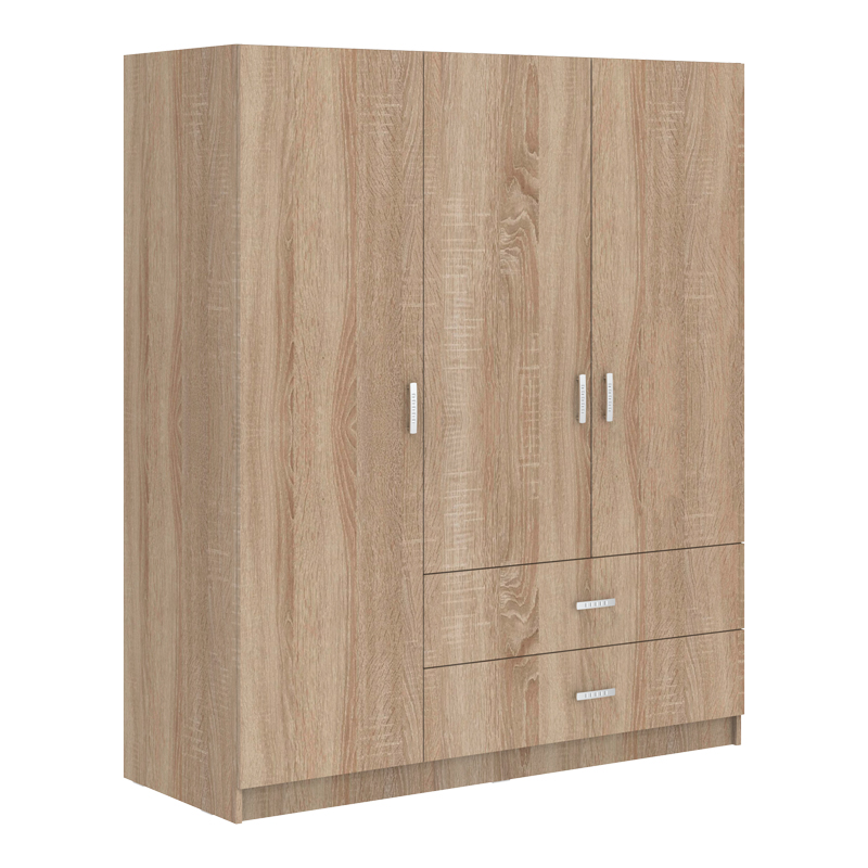 Ντουλάπα τρίφυλλη Royal pakoworld με συρτάρια sonoma 150x58x177εκ 1
