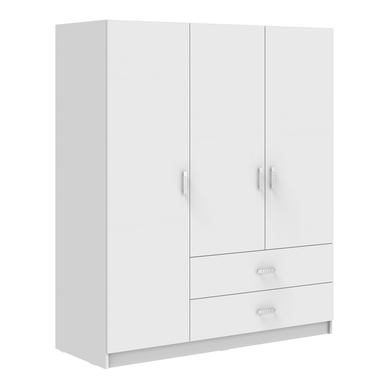 Ντουλάπα τρίφυλλη Royal pakoworld με συρτάρια λευκό 150x58x177εκ 1