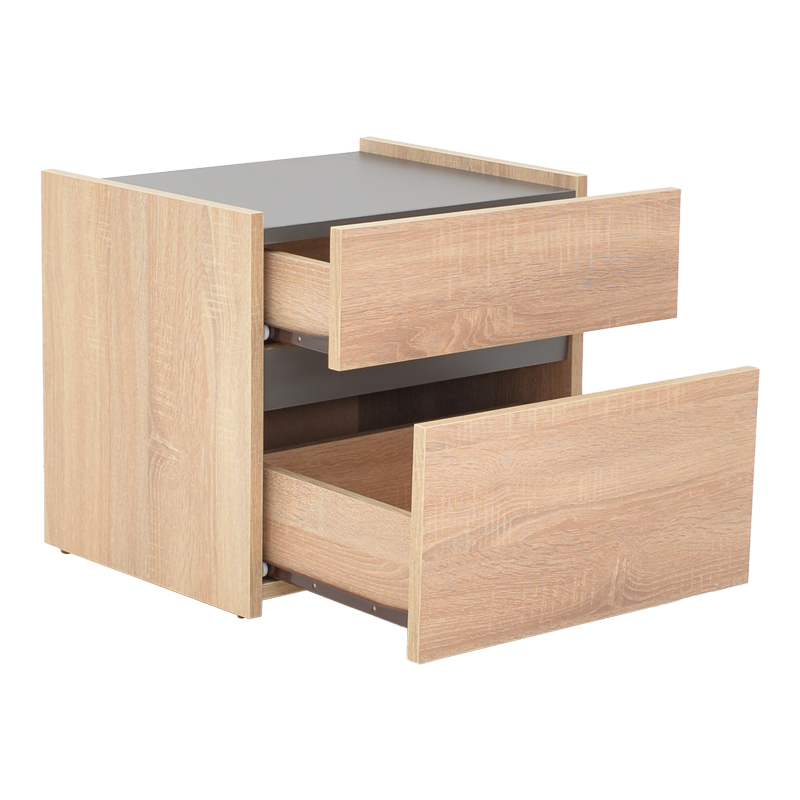 Κομοδίνο Comcie pakoworld σε φυσικό με γκρι απόχρωση 50x42x45.5εκ 3