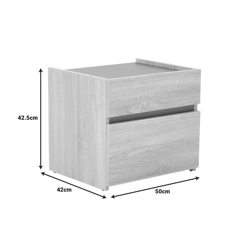 Κομοδίνο Comcie pakoworld σε φυσικό με γκρι απόχρωση 50x42x45.5εκ 8