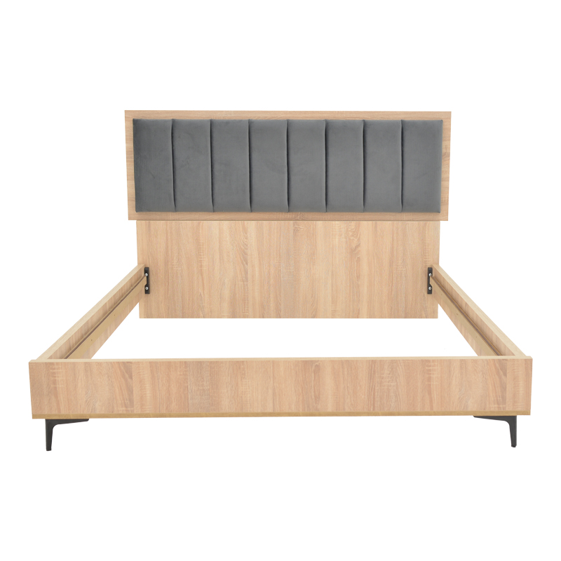 Κρεβάτι διπλό Monacol pakoworld σε φυσική με ανθρακί απόχρωση 160x200εκ 3