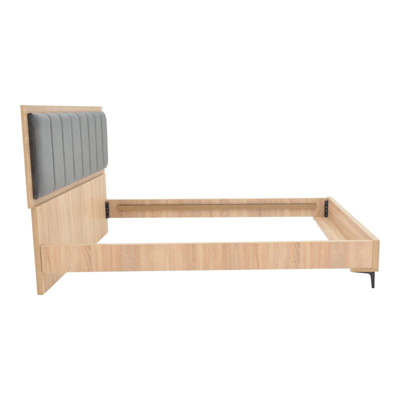 Κρεβάτι διπλό Monacol pakoworld σε φυσική με ανθρακί απόχρωση 160x200εκ 4