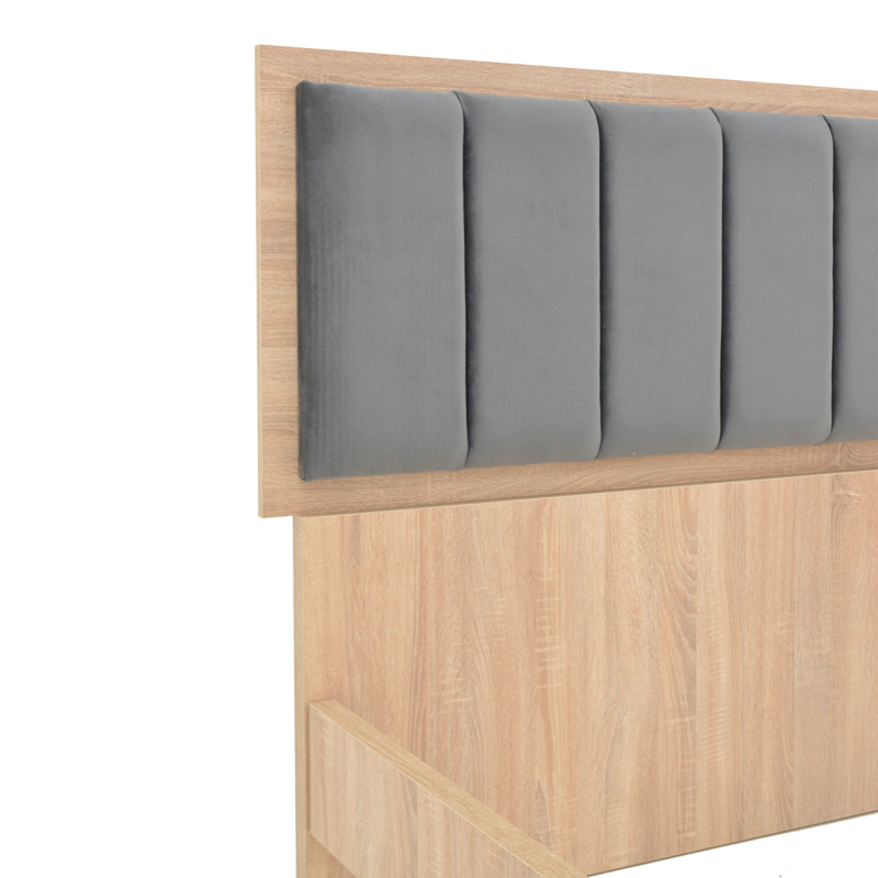 Κρεβάτι διπλό Monacol pakoworld σε φυσική με ανθρακί απόχρωση 160x200εκ 5