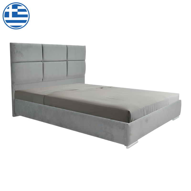 Κρεβάτι διπλό Canter pakoworld ύφασμα σε γκρι απόχρωση 160x200εκ 1