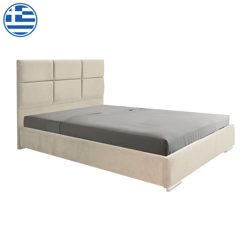 Κρεβάτι διπλό Canter pakoworld ύφασμα σε γκρι-μπεζ απόχρωση 160x200εκ. 1