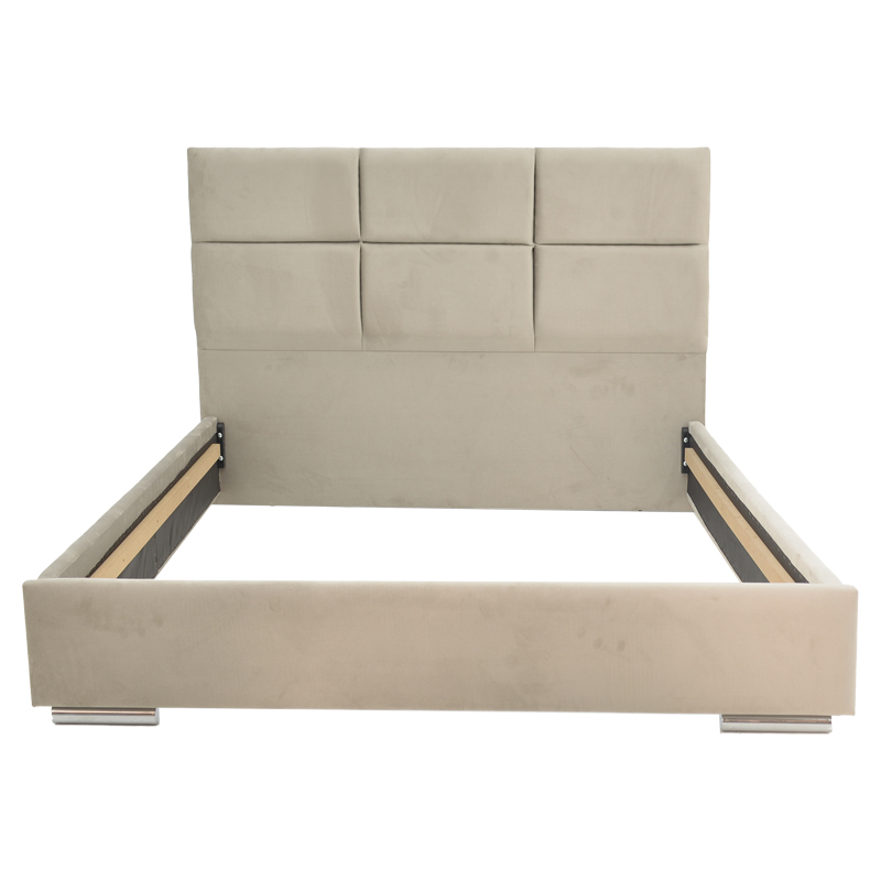 Κρεβάτι διπλό Canter pakoworld ύφασμα σε γκρι-μπεζ απόχρωση 160x200εκ. 2