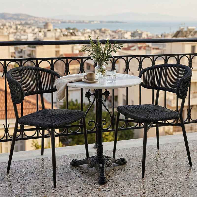 Τραπέζι μαρμάρινο Ancara pakoworld μαντέμι σε λευκή-μαύρη απόχρωση Φ60x70.8εκ 2