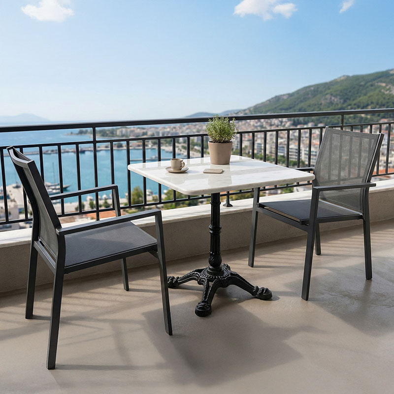 Τραπέζι μαρμάρινο Marmol pakoworld μαντέμι σε λευκή-μαύρη απόχρωση 70x70x71.8εκ 2