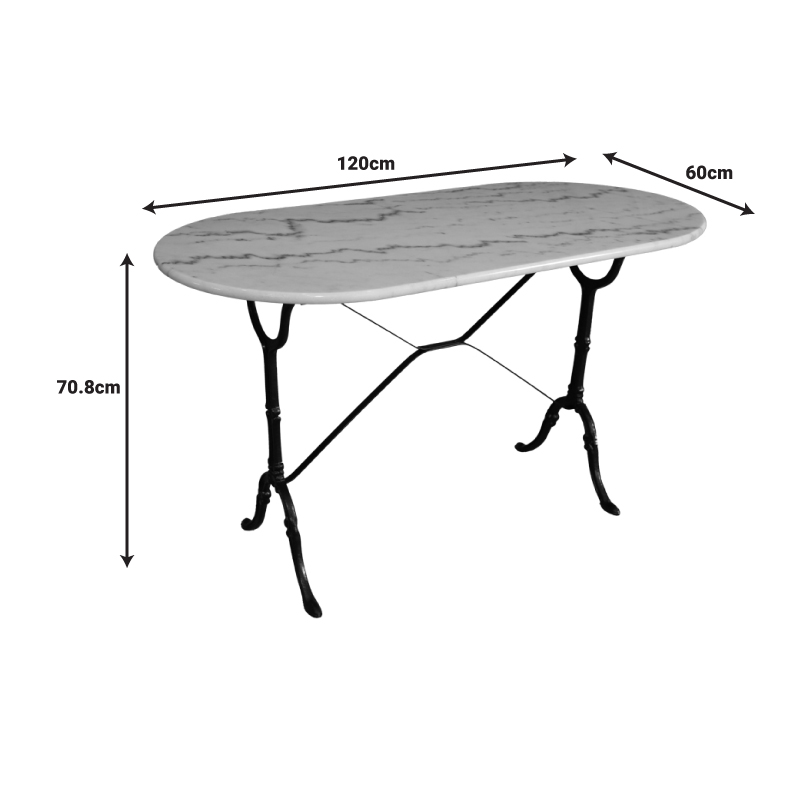 Τραπέζι μαρμάρινο Baluta pakoworld μαντέμι σε λευκή-μαύρη απόχρωση 120x60x70.8εκ 2