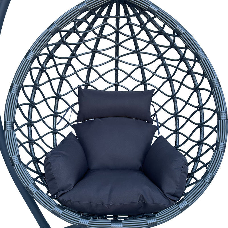 Κούνια φωλιά με βάση Lyere pakoworld μέταλλο ανθρακί pe rattan σε γκρι απόχρωση 120x108x195εκ 5