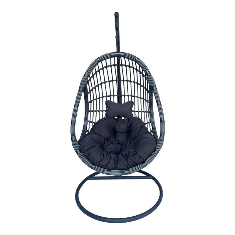 Κούνια φωλιά με βάση Cungo pakoworld μέταλλο ανθρακί pe rattan σε γκρι απόχρωση 125x105x195εκ 2