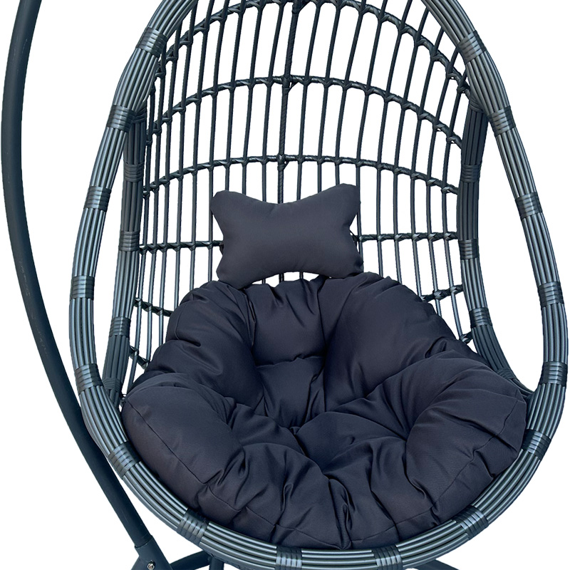 Κούνια φωλιά με βάση Cungo pakoworld μέταλλο ανθρακί pe rattan σε γκρι απόχρωση 125x105x195εκ 5