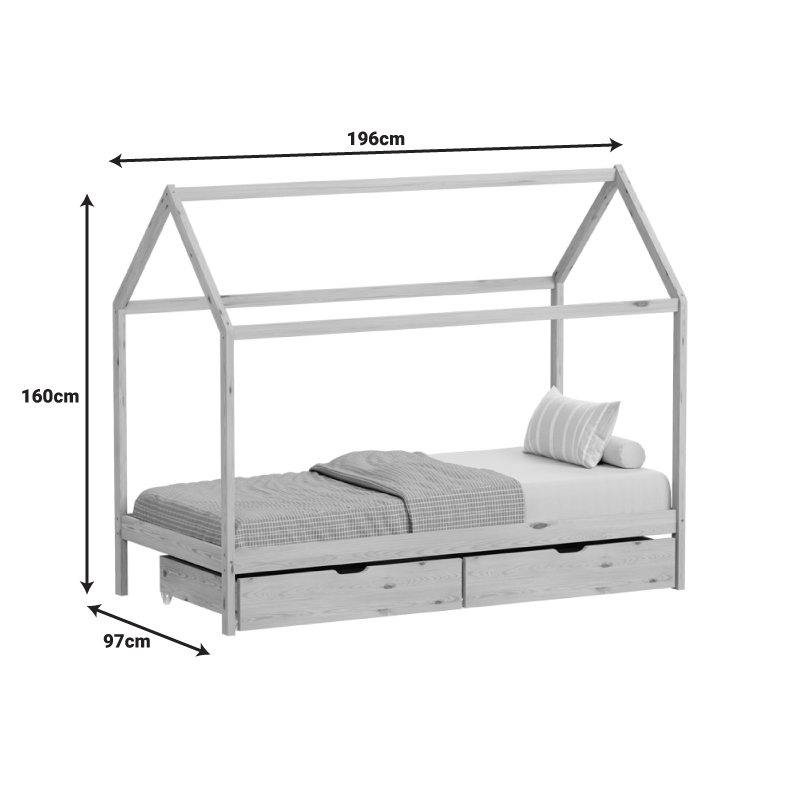 Παιδικό κρεβάτι Mellin τ. Montessori με 2 συρτάρια pakoworld ξύλο πεύκου σε φυσική απόχρωση 90x190εκ 10